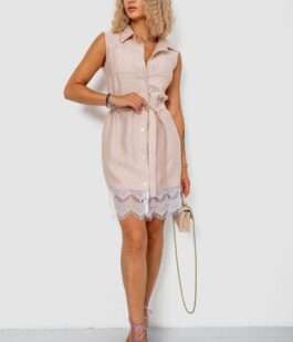 Платье на пуговицах, цвет бежевый, 102R388