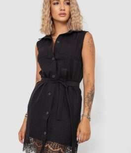 Платье на пуговицах, цвет черный, 102R388