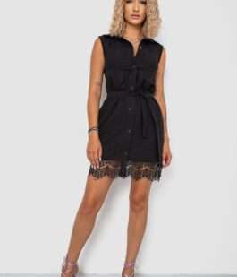 Платье на пуговицах, цвет черный, 102R388