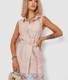 Платье на пуговицах, цвет бежевый, 102R388