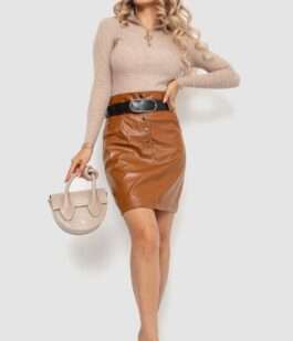 Женская кофта на молнии в рубчик, цвет бежевый, 204R041