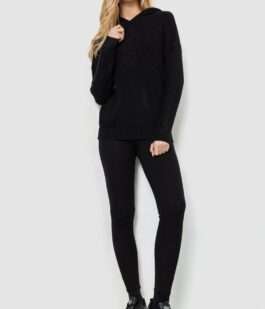 Кофта-батник женская с капюшоном, цвет черный, 244R2029