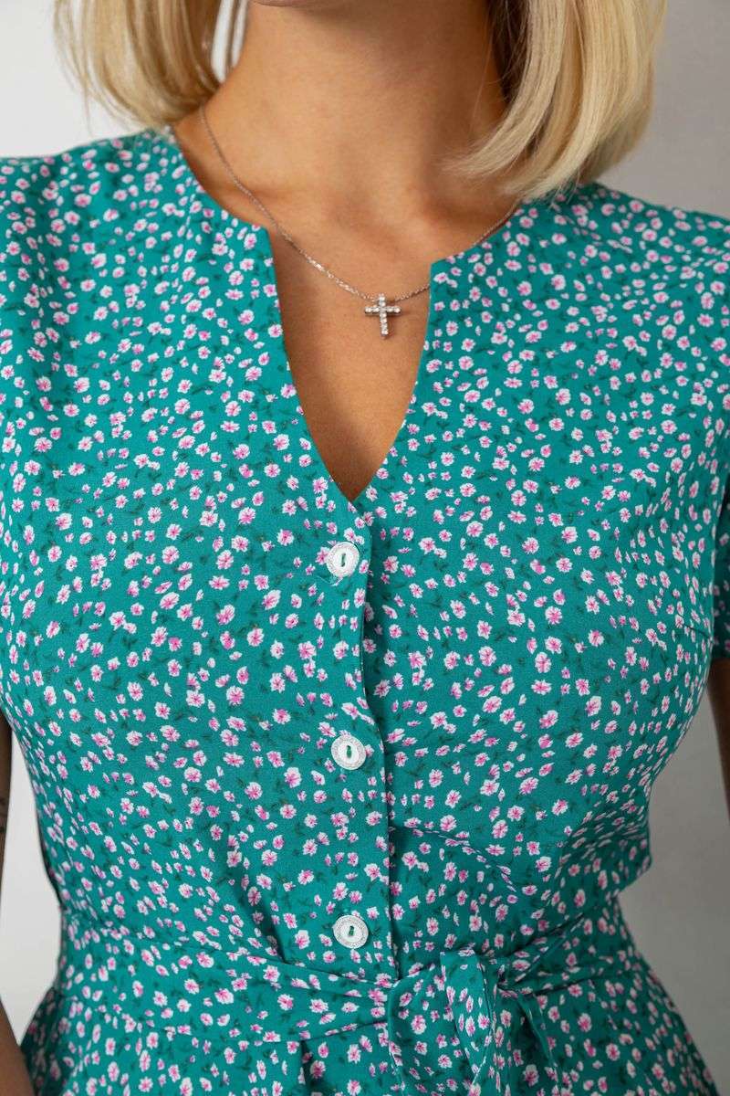 Платье софт с принтом, цвет зеленый, 230R0032 — изображение 5