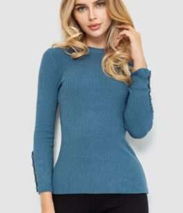 Кофта женская трикотажная однотонная, цвет джинс, 204R017