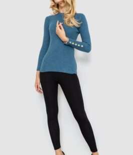 Кофта женская трикотажная однотонная, цвет джинс, 204R017