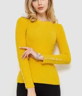 Кофта женская трикотажная однотонная, цвет горчичный, 204R017