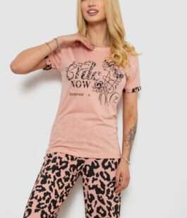 Пижама женская с принтом, цвет персиковый, 243R2032-A