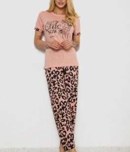 Пижама женская с принтом, цвет персиковый, 243R2032-A