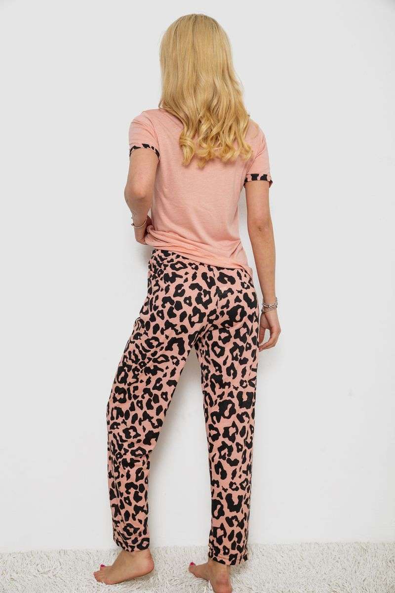 Пижама женская с принтом, цвет персиковый, 243R2032-A — изображение 4