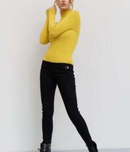 Стильный женский гольф в рубчик, цвет горчичный, 204R001