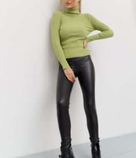 Стильный женский гольф в рубчик, цвет фисташковый, 204R001