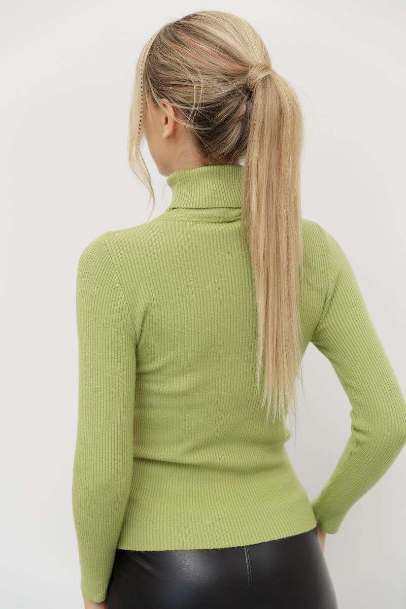 Стильный женский гольф в рубчик, цвет фисташковый, 204R001 — изображение 4