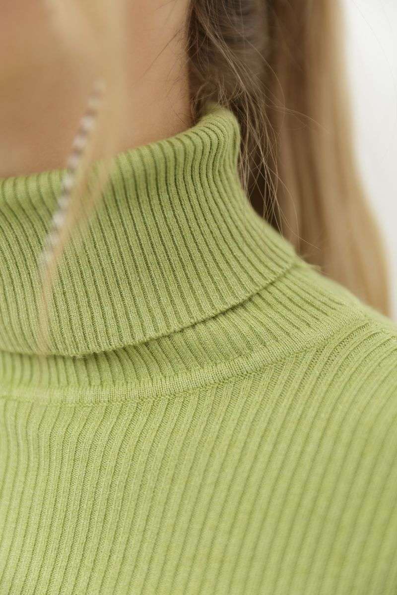 Стильный женский гольф в рубчик, цвет фисташковый, 204R001 — изображение 5