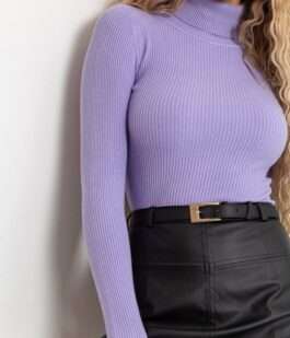 Стильный женский гольф в рубчик, цвет сиреневый, 204R001