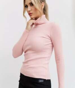 Стильный женский гольф в рубчик, цвет светло-розовый, 204R001