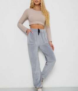 Штаны женские велюровые, цвет серый, 238R58168