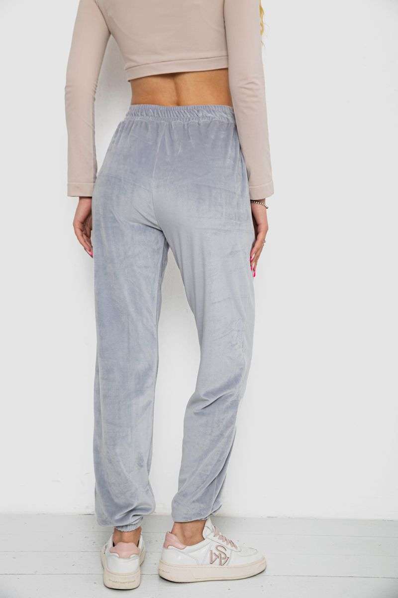 Штаны женские велюровые, цвет серый, 238R58168 — изображение 4