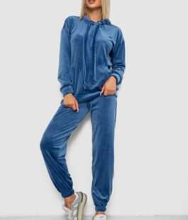 Спортивный костюм женский велюровый, цвет джинс, 241R1530-5