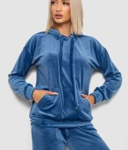 Спортивный костюм женский велюровый, цвет джинс, 241R1530-5