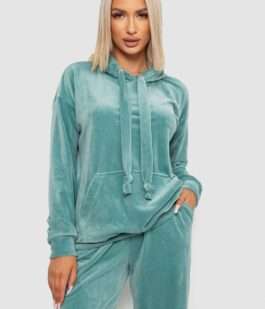Спортивный костюм женский велюровый, цвет мятный, 241R1530-5