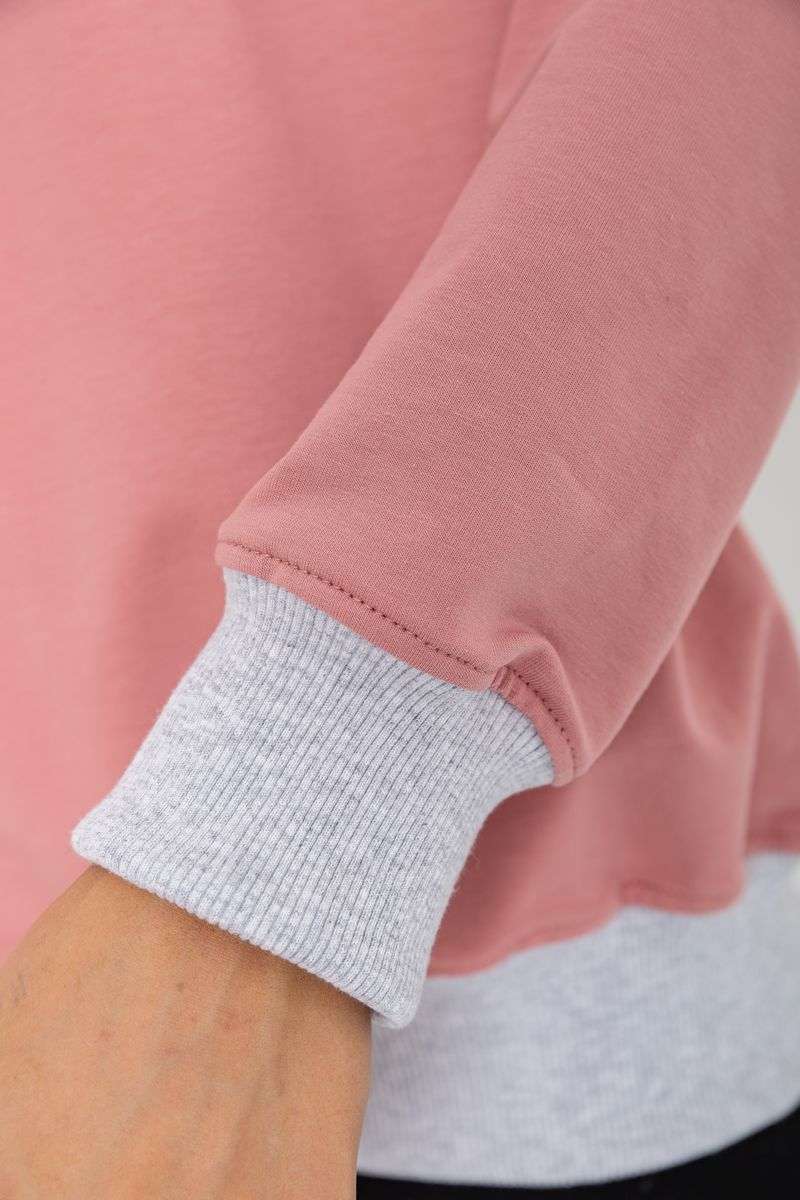 Свитшот женский на манжете, цвет пудровый, 102R381 — изображение 5