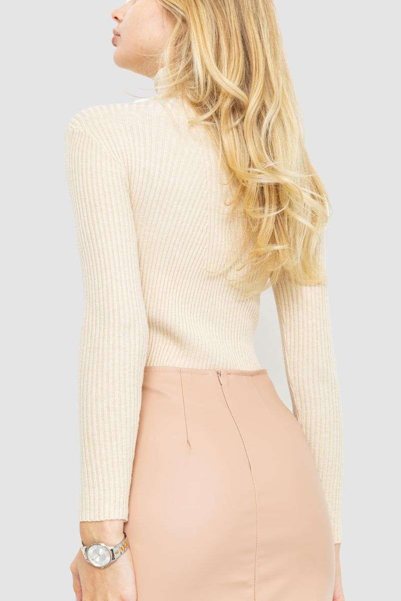 Гольф женский в рубчик, цвет светло-бежевый, 204R047 — изображение 4