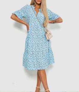 Платье с цветочным принтом, цвет голубой, 102R5251-1