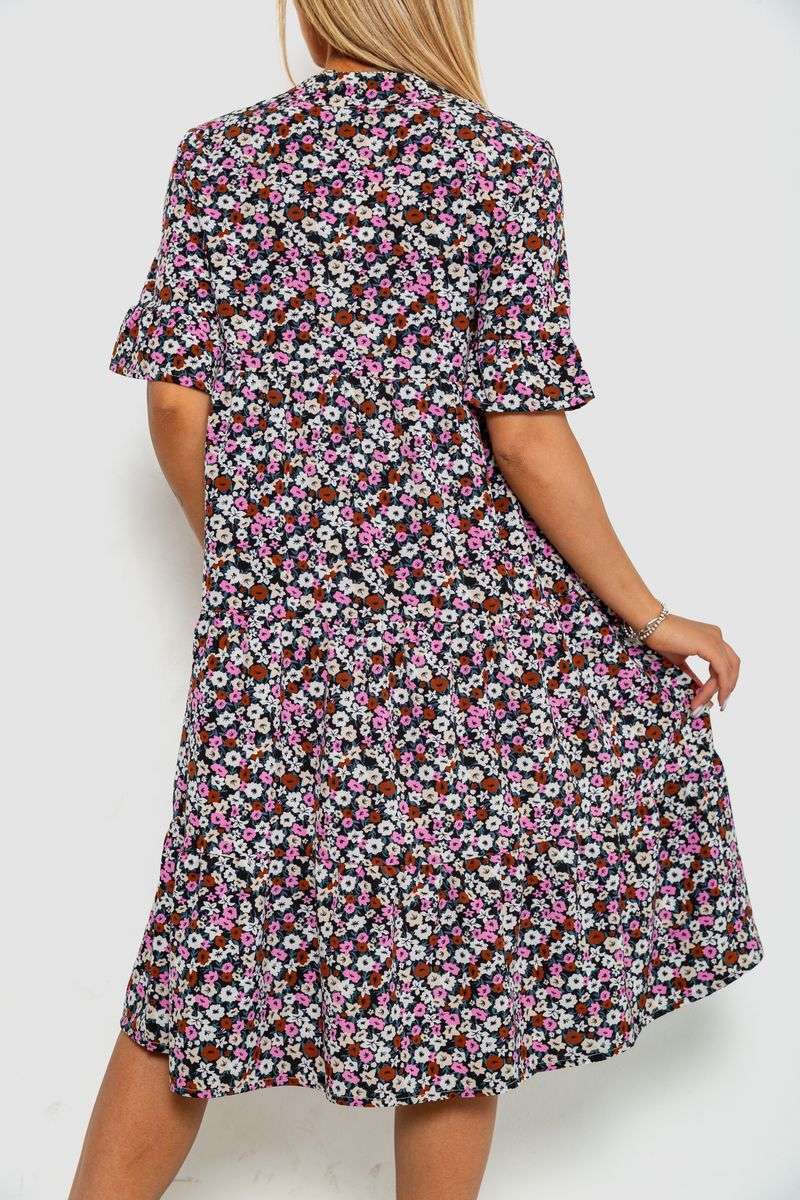 Платье с цветочным принтом, цвет черно-розовый, 102R5251-1 — изображение 4