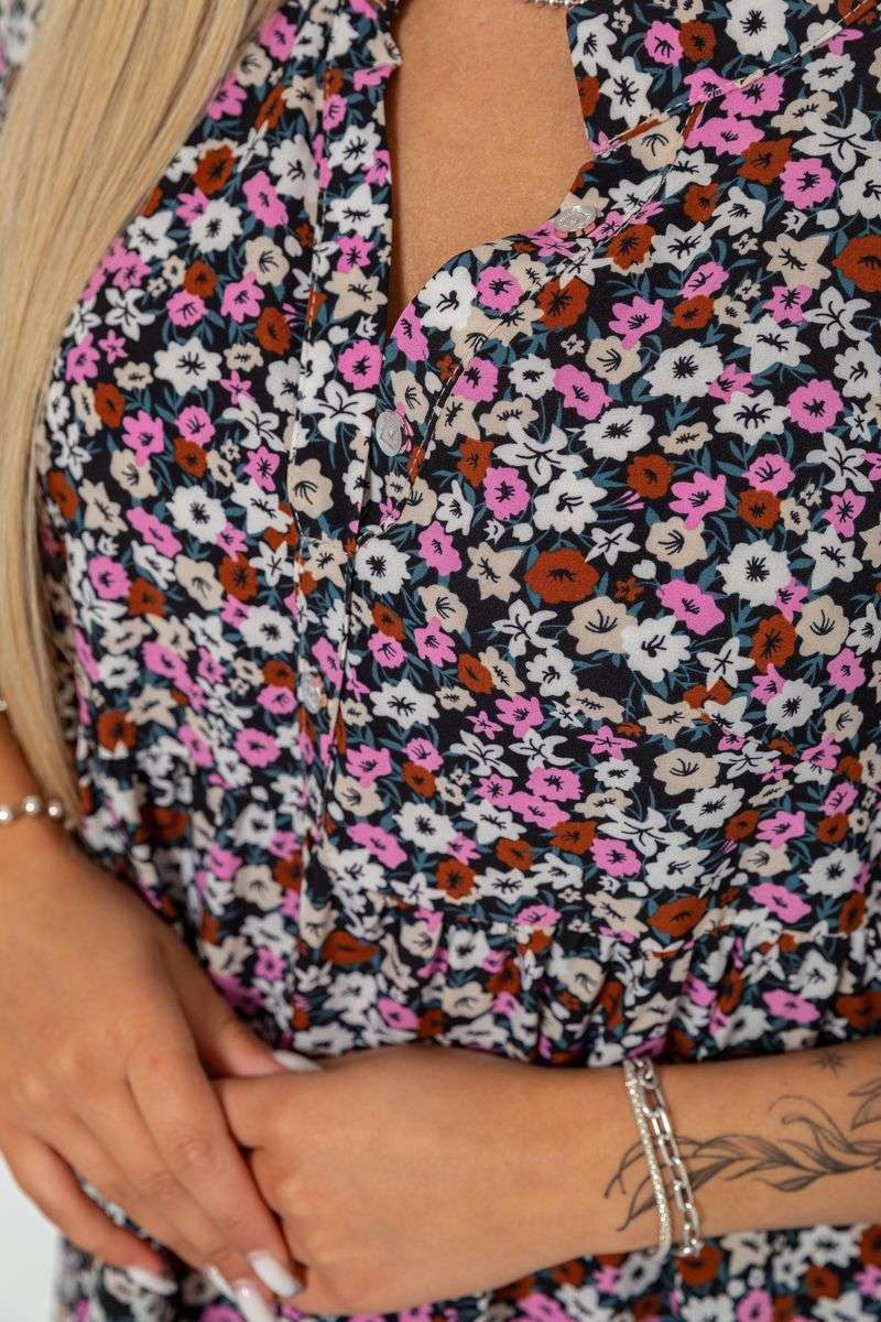 Платье с цветочным принтом, цвет черно-розовый, 102R5251-1 — изображение 5