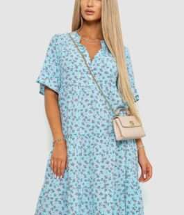 Платье с цветочным принтом, цвет голубой, 102R5251-1