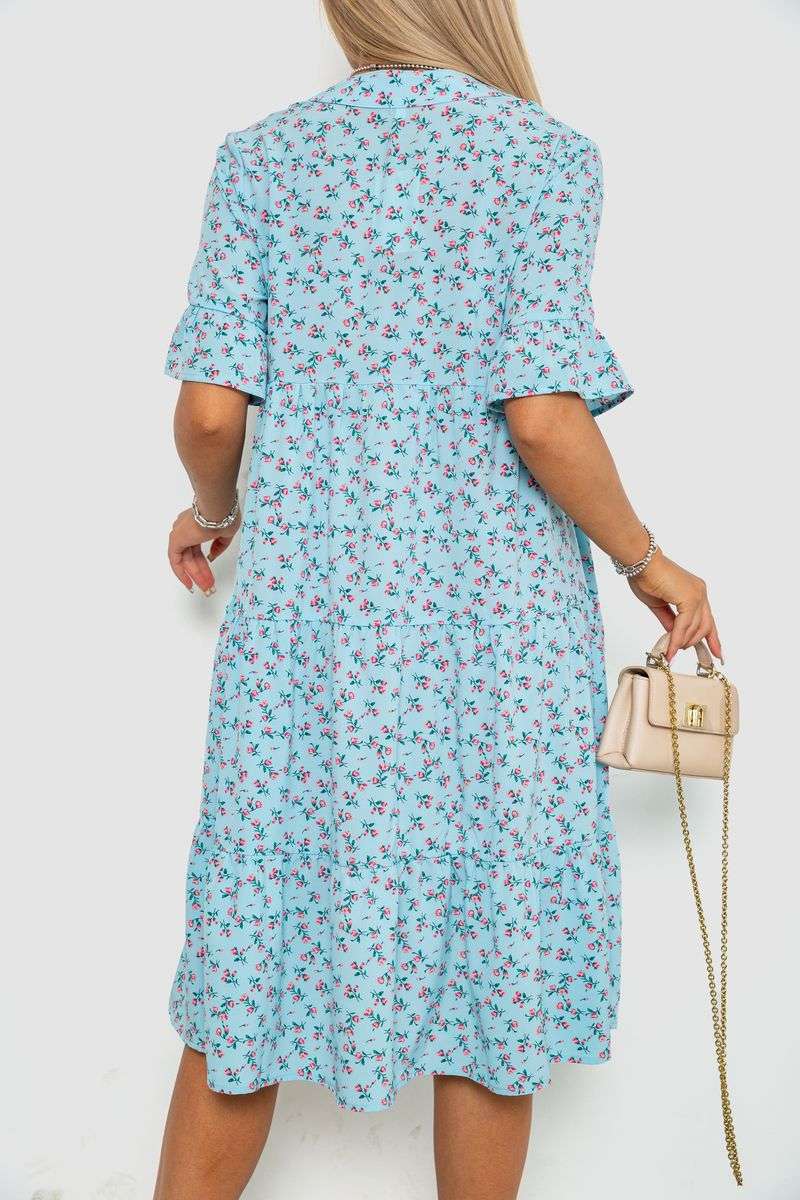 Платье с цветочным принтом, цвет голубой, 102R5251-1 — изображение 4