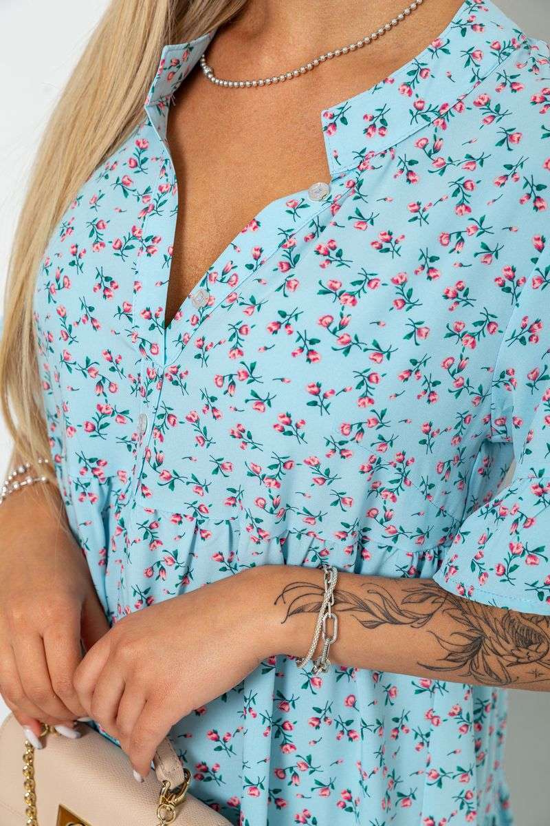 Платье с цветочным принтом, цвет голубой, 102R5251-1 — изображение 5