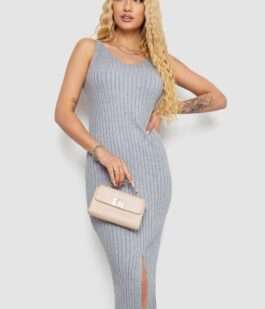 Платье вязаное однотонное, цвет серый, 244R1795