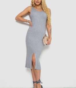 Платье вязаное однотонное, цвет серый, 244R1795
