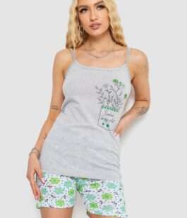 Пижама женская с принтом, цвет серый, 238R3052