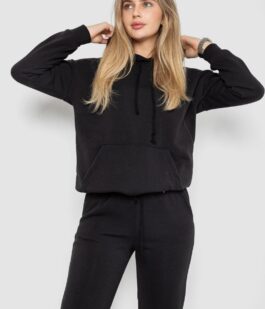 Спорт костюм женский на флисе, цвет черный, 241R1530