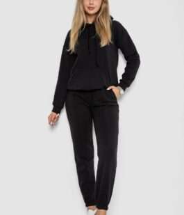 Спорт костюм женский на флисе, цвет черный, 241R1530