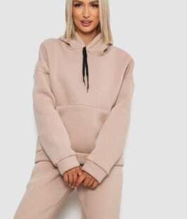 Спортивный костюм женский на флисе, цвет светло-бежевый, 238R5726