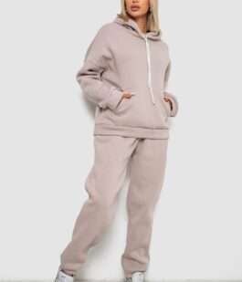 Спортивный костюм женский на флисе, цвет бежевый, 238R5726
