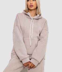 Спортивный костюм женский на флисе, цвет бежевый, 238R5726