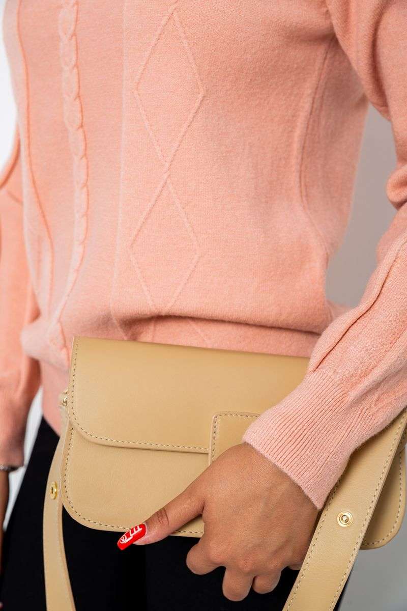 Гольф женский однотонный, цвет темно-персиковый, 244R1516 — изображение 5