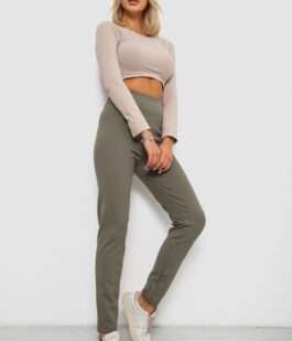 Лосины в рубчик на флисе, цвет хаки, 244R1709