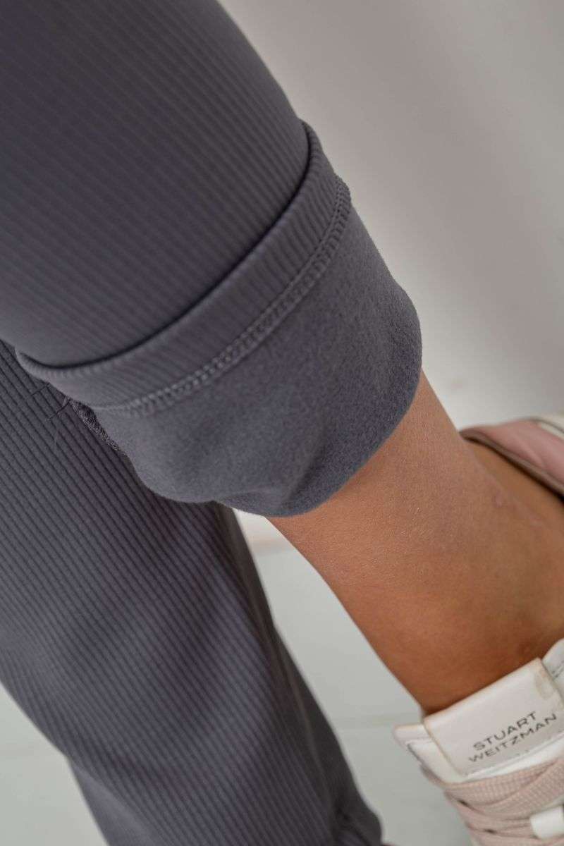 Лосины в рубчик на флисе, цвет серый, 244R1709 — изображение 6