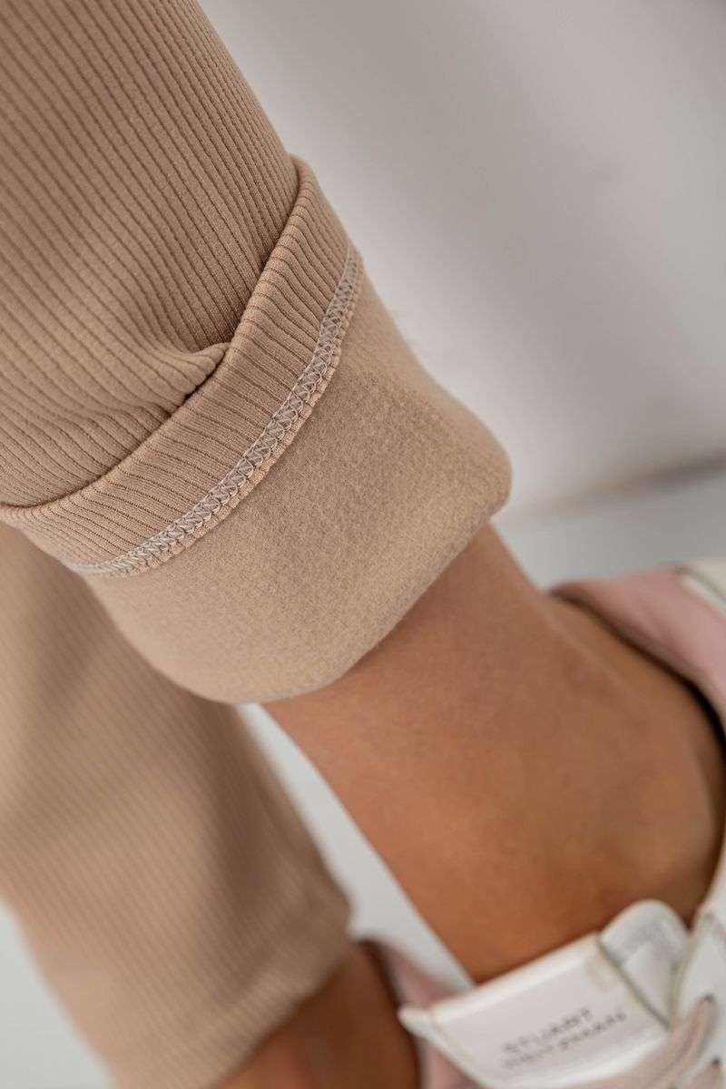 Лосины в рубчик на флисе, цвет бежевый, 244R1709 — изображение 6