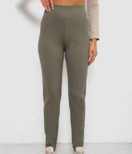 Лосины в рубчик на флисе, цвет хаки, 244R1709