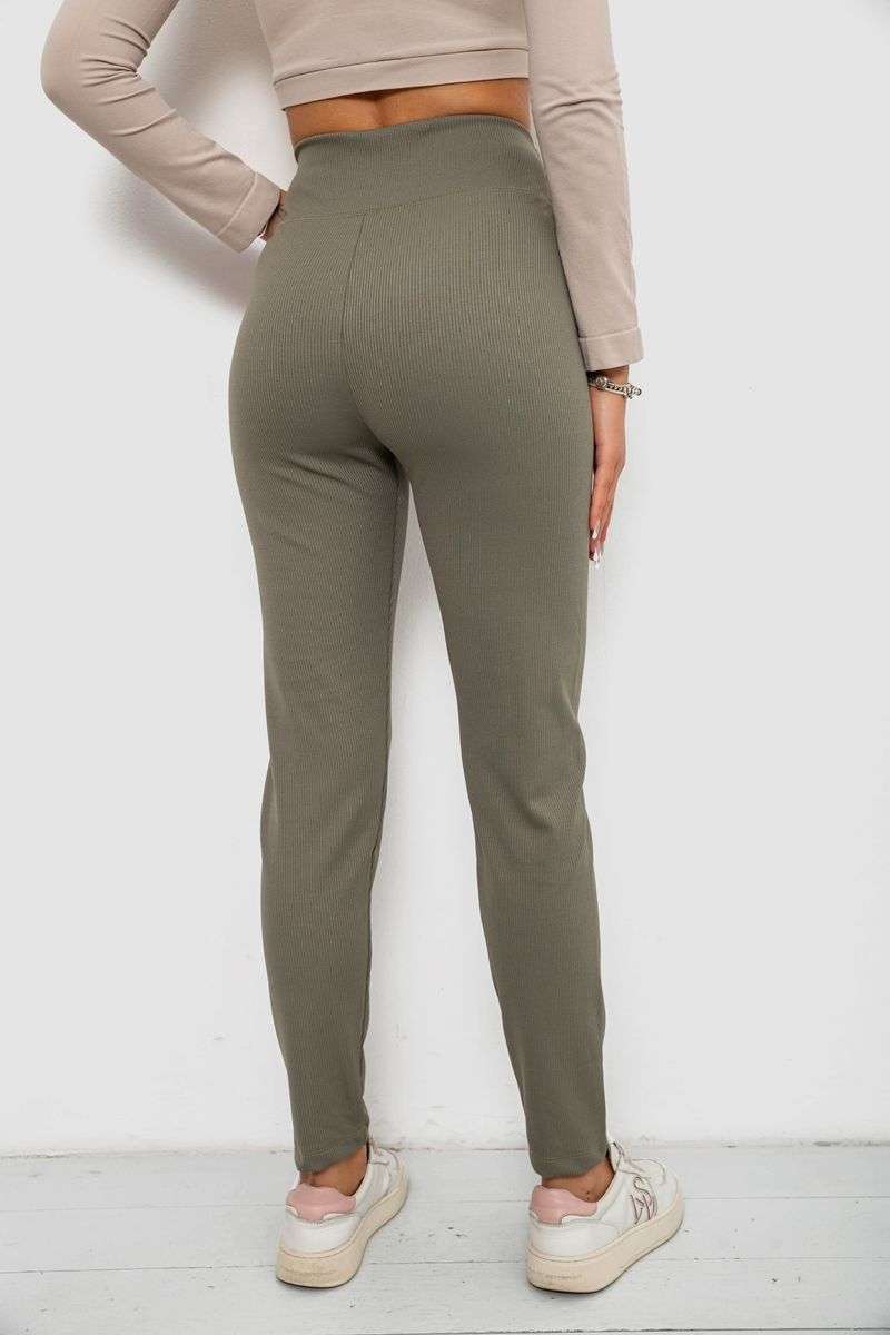 Лосины в рубчик на флисе, цвет хаки, 244R1709 — изображение 4