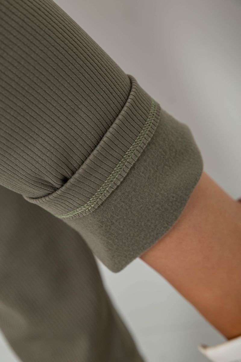 Лосины в рубчик на флисе, цвет хаки, 244R1709 — изображение 5