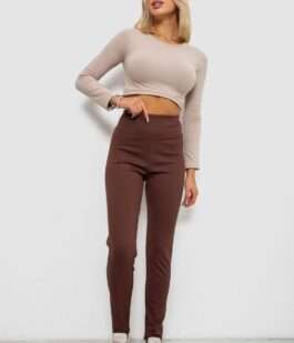 Лосины в рубчик на флисе, цвет шоколадный, 244R1709