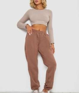 Спортивные штаны женские на флисе, цвет мокко, 238R58672