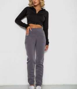 Спортивные штаны женские на флисе, цвет темно-серый, 238R58641-3